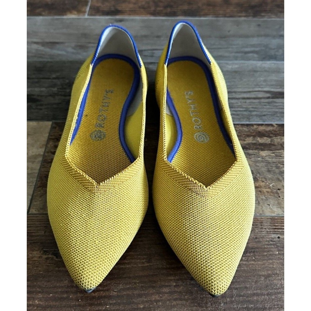 Rothy's The Point Shoes Womens Size 12 Yellow Knit Flats Pointed Toe Washable